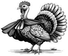 Generated image of a turkey in a cape.