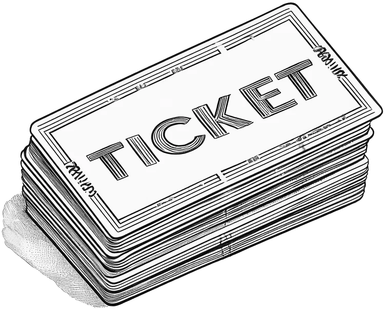 line art drawing of a raffle ticket